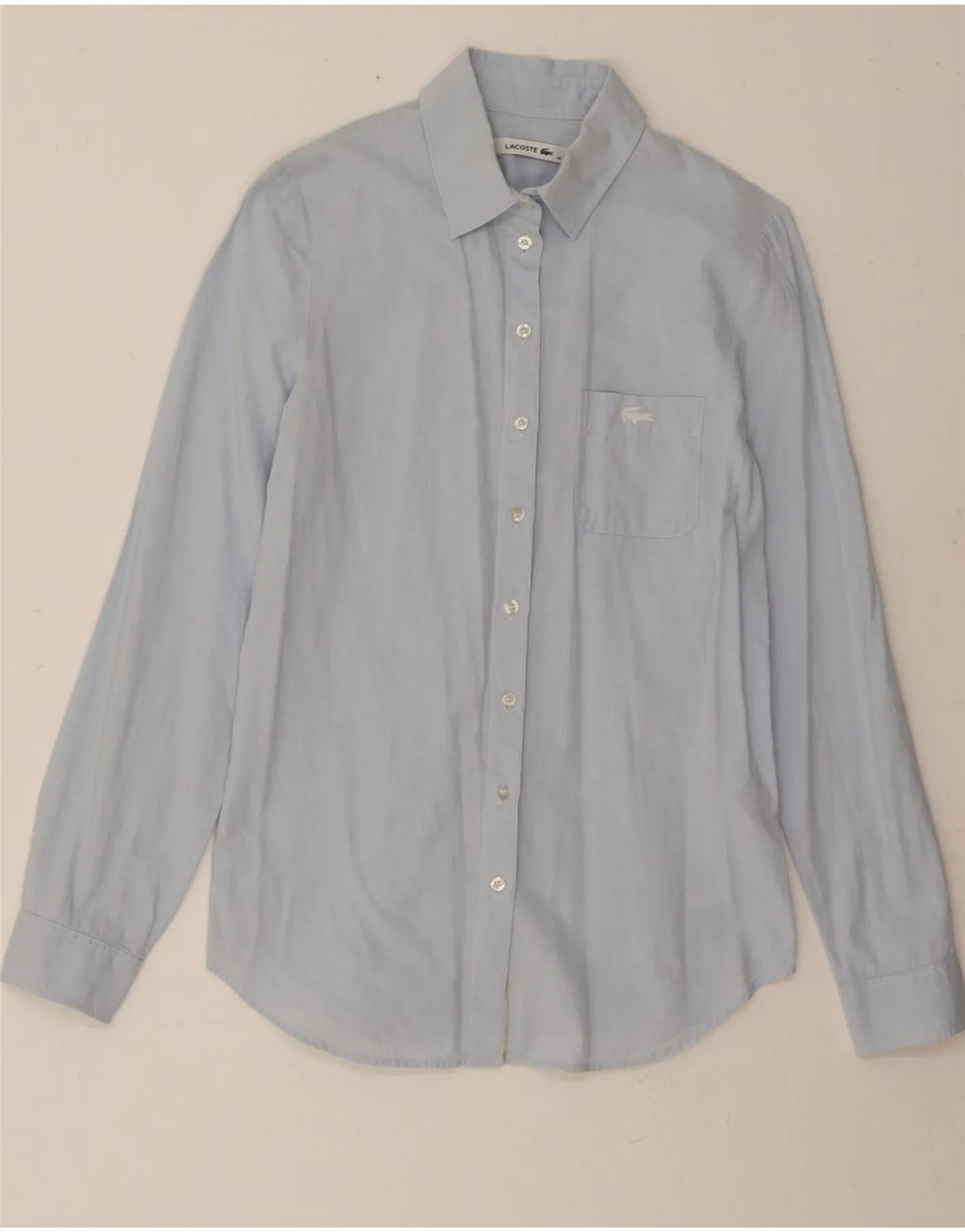 LACOSTE Womens Shirt Size 36 Small Blue Cotton Eco-Friendly Fabric Snag Resistant Fabric