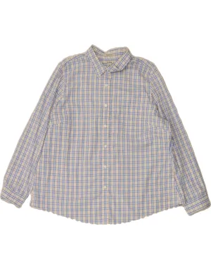 L.L.BEAN Womens Shirt UK 20 2XL Blue Check Cotton Multipocket Style Versatile Outfit