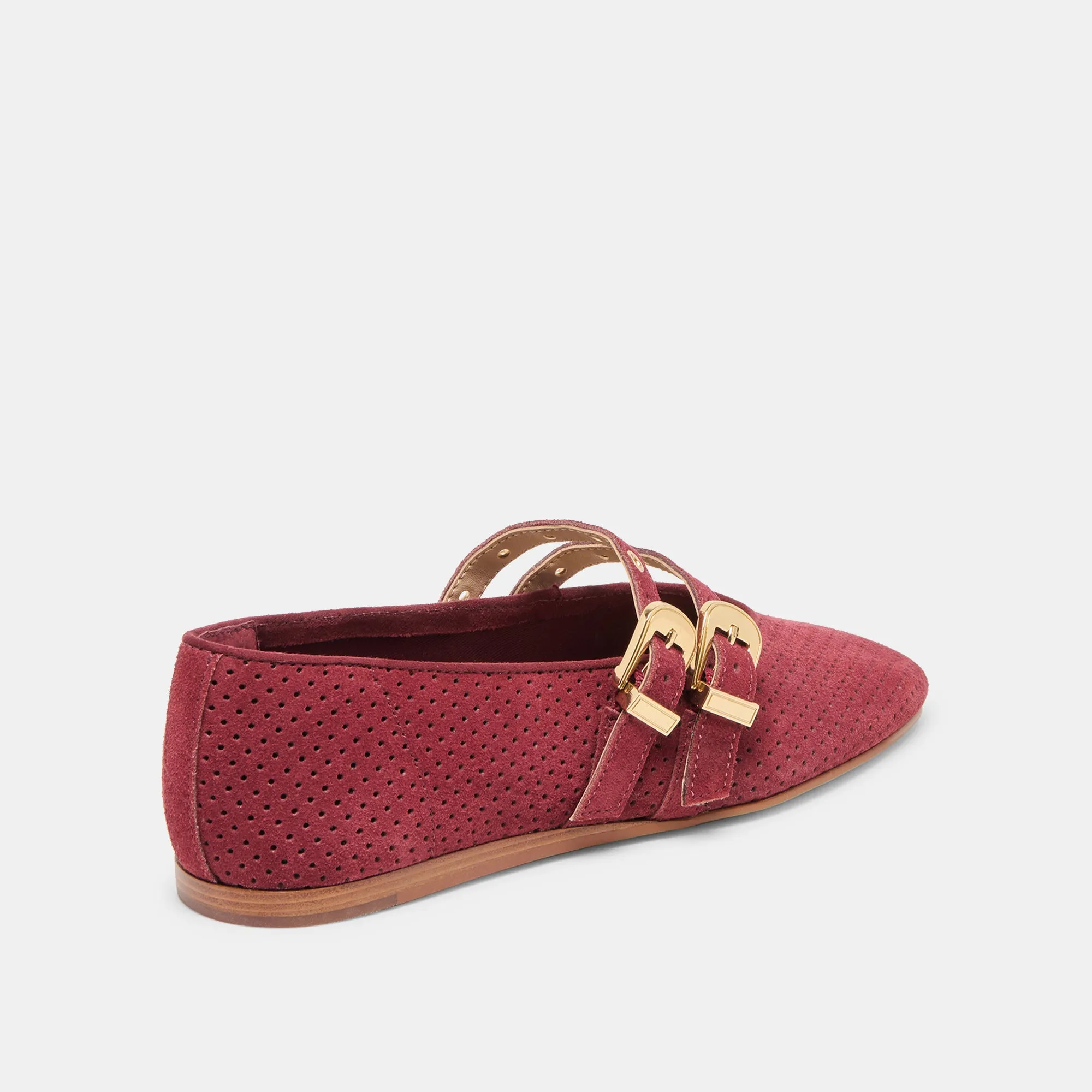 Travel Day Chic Walk BAYLEE GROMMET BALLET FLATS OXBLOOD PERFORATED SUEDE
