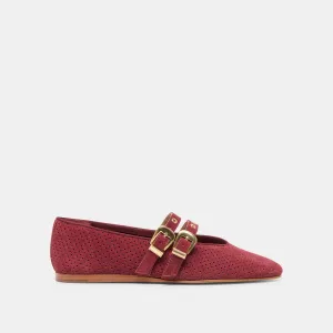 Morning Glow Smooth Cushion BAYLEE GROMMET BALLET FLATS OXBLOOD PERFORATED SUEDE