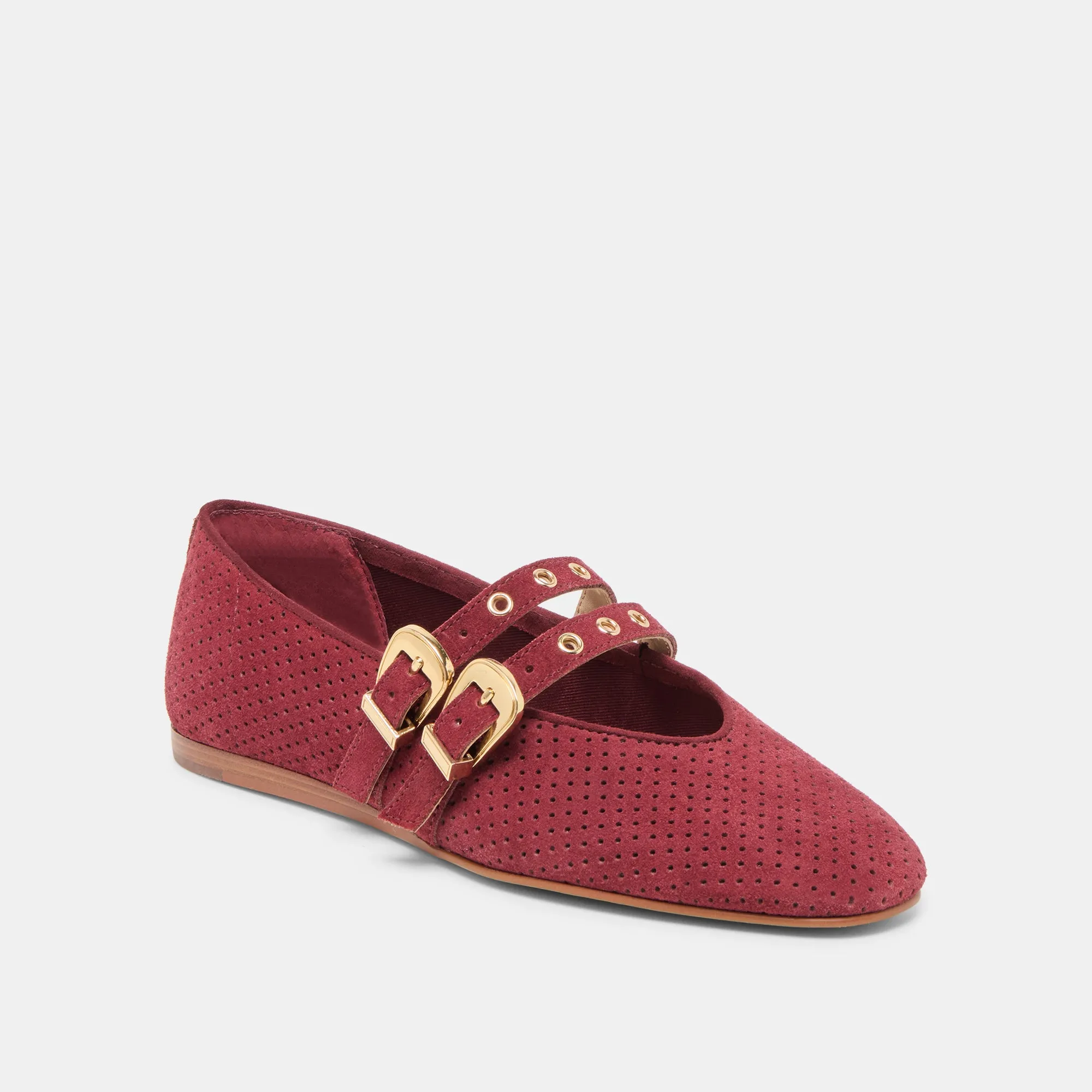 Smile Walk Ceremony Look BAYLEE GROMMET BALLET FLATS OXBLOOD PERFORATED SUEDE