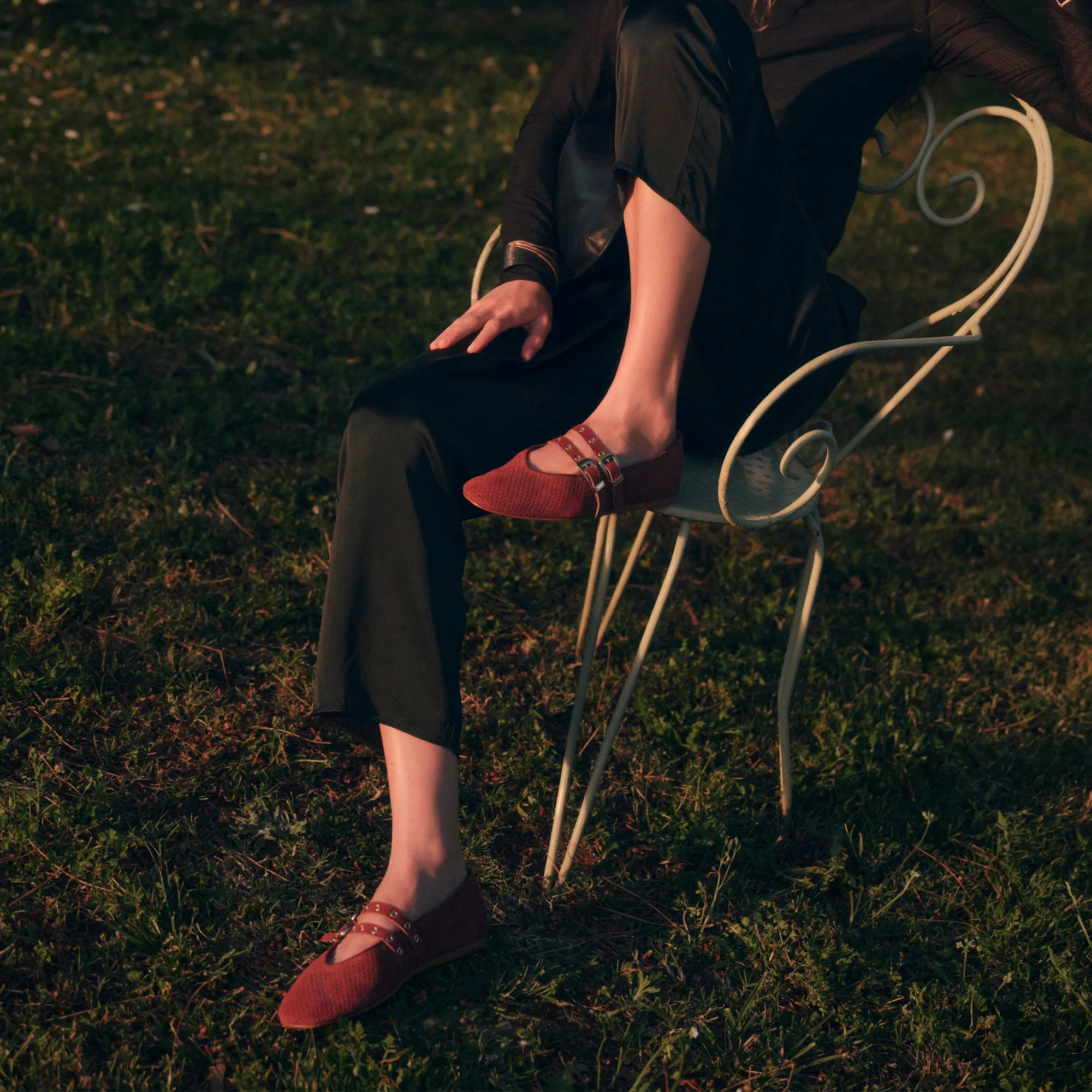 Comfortable Design Trendy Appearance BAYLEE GROMMET BALLET FLATS OXBLOOD PERFORATED SUEDE