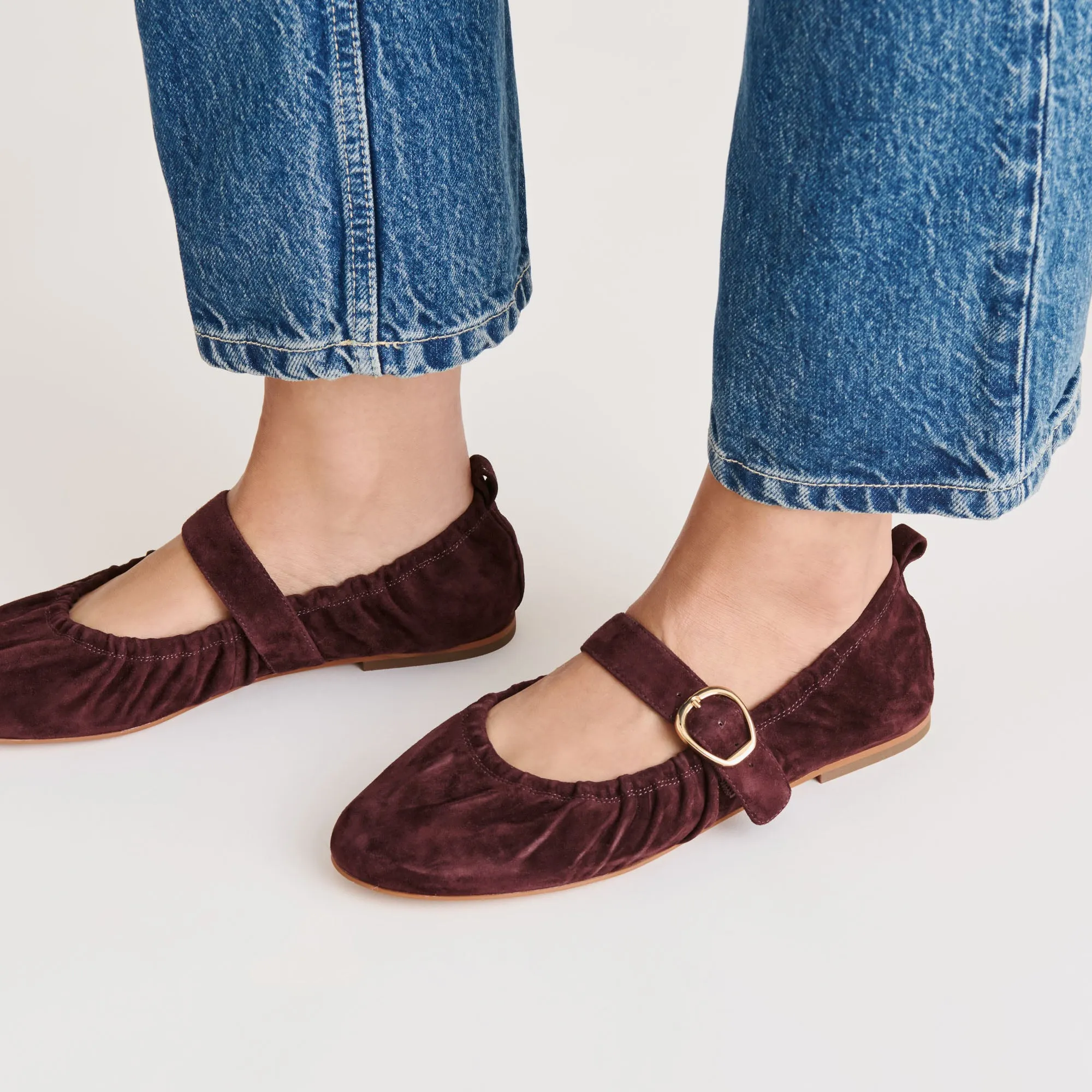 CAELY BALLET FLATS MULBERRY SUEDE Minimalist Footwear Cozy Day