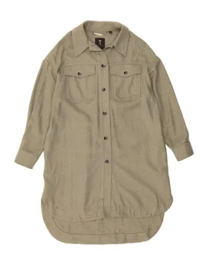 TED BAKER Womens Shirt Dress Size 3 Medium Khaki Acrylic Wrinkle Resistant Material Spring Break