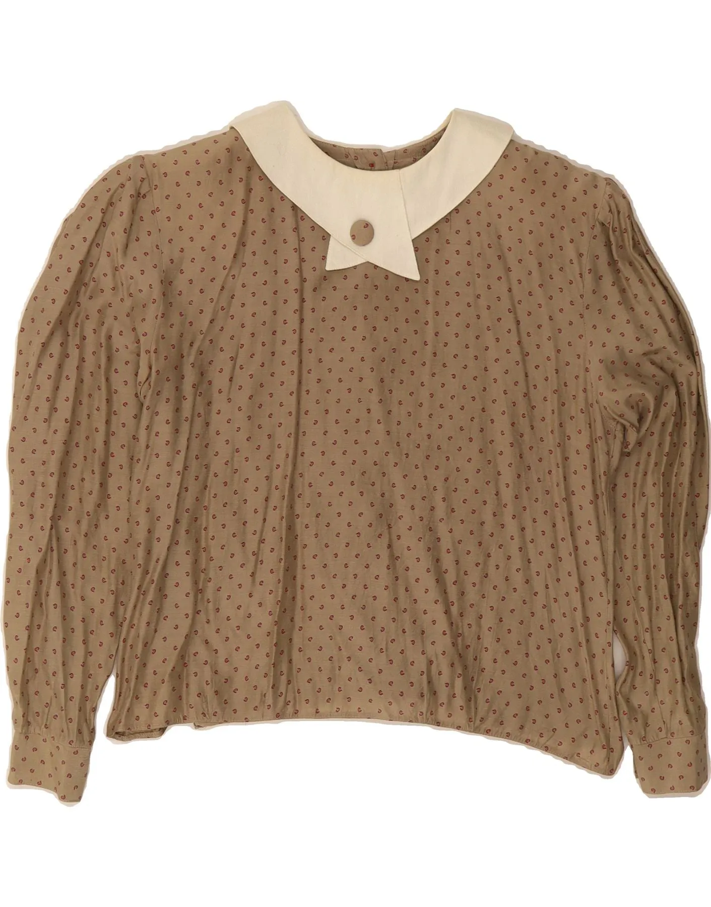 VINTAGE Womens Shirt Blouse EU 36 Small Brown Flecked Viscose Casual Sophistication