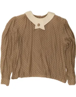 VINTAGE Womens Shirt Blouse EU 36 Small Brown Flecked Viscose Casual Sophistication