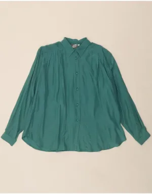 VINTAGE Womens Shirt Blouse UK 22 3XL Green Acetate Wrinkle-Free