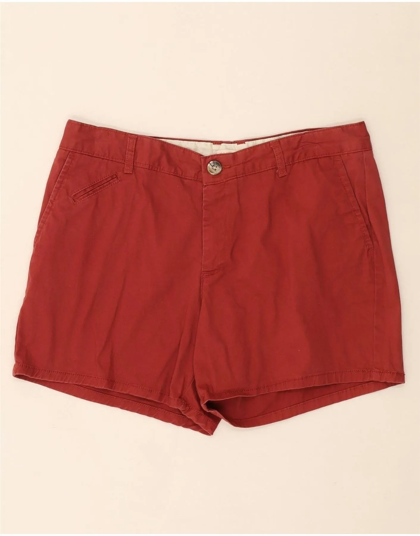 All day wearability Glossy Texture DOCKERS Womens Chino Shorts US 12 Large W34  Red Cotton