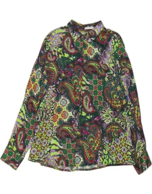 Premium Finish Cruise Collection GUERINI Womens Shirt UK 20 2XL Green Paisley Viscose