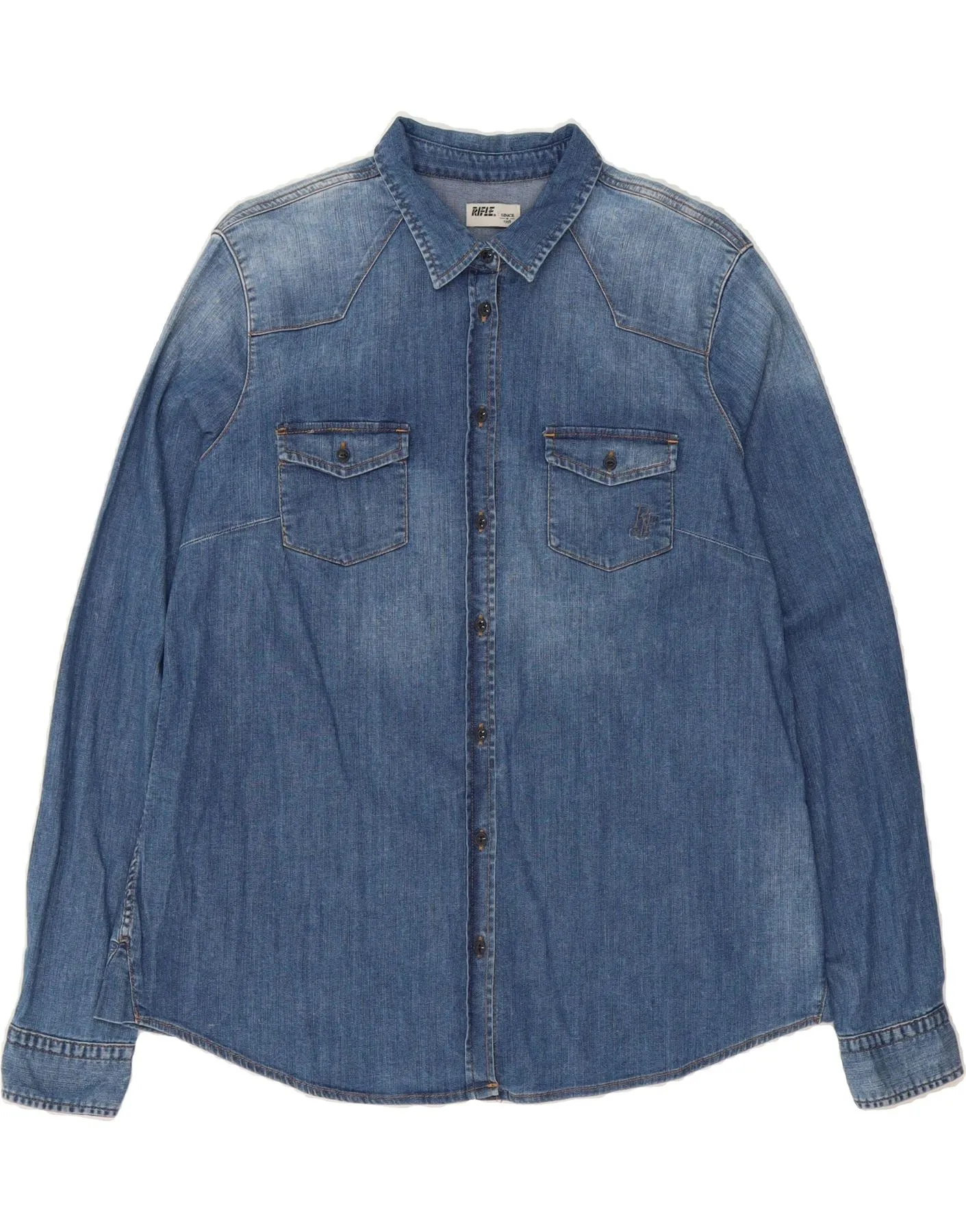 Casual Sophistication RIFLE Womens Denim Shirt UK 20 2XL Blue Cotton