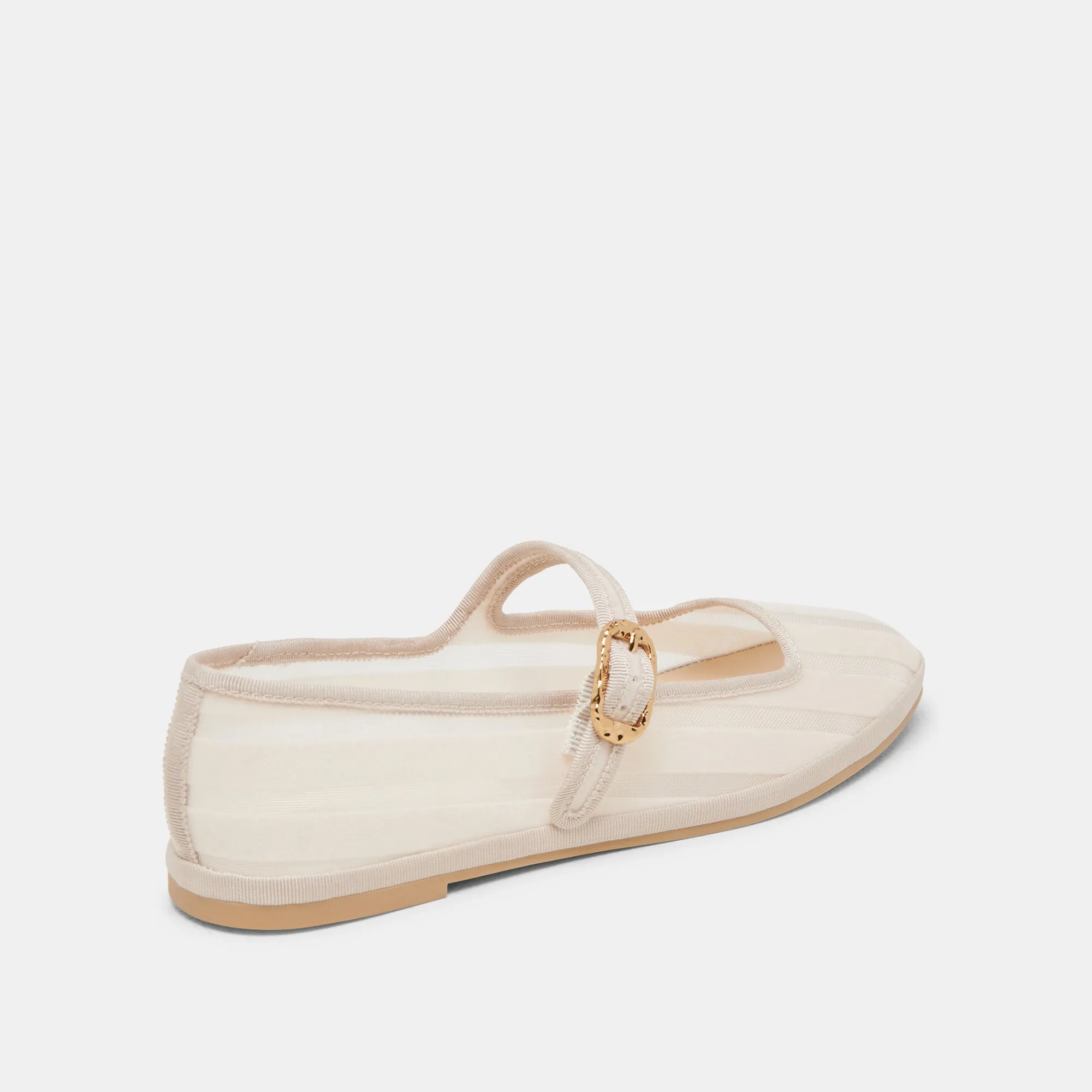 Chic Minimalist Design TAMEKA BALLET FLATS BONE STRIPE MESH
