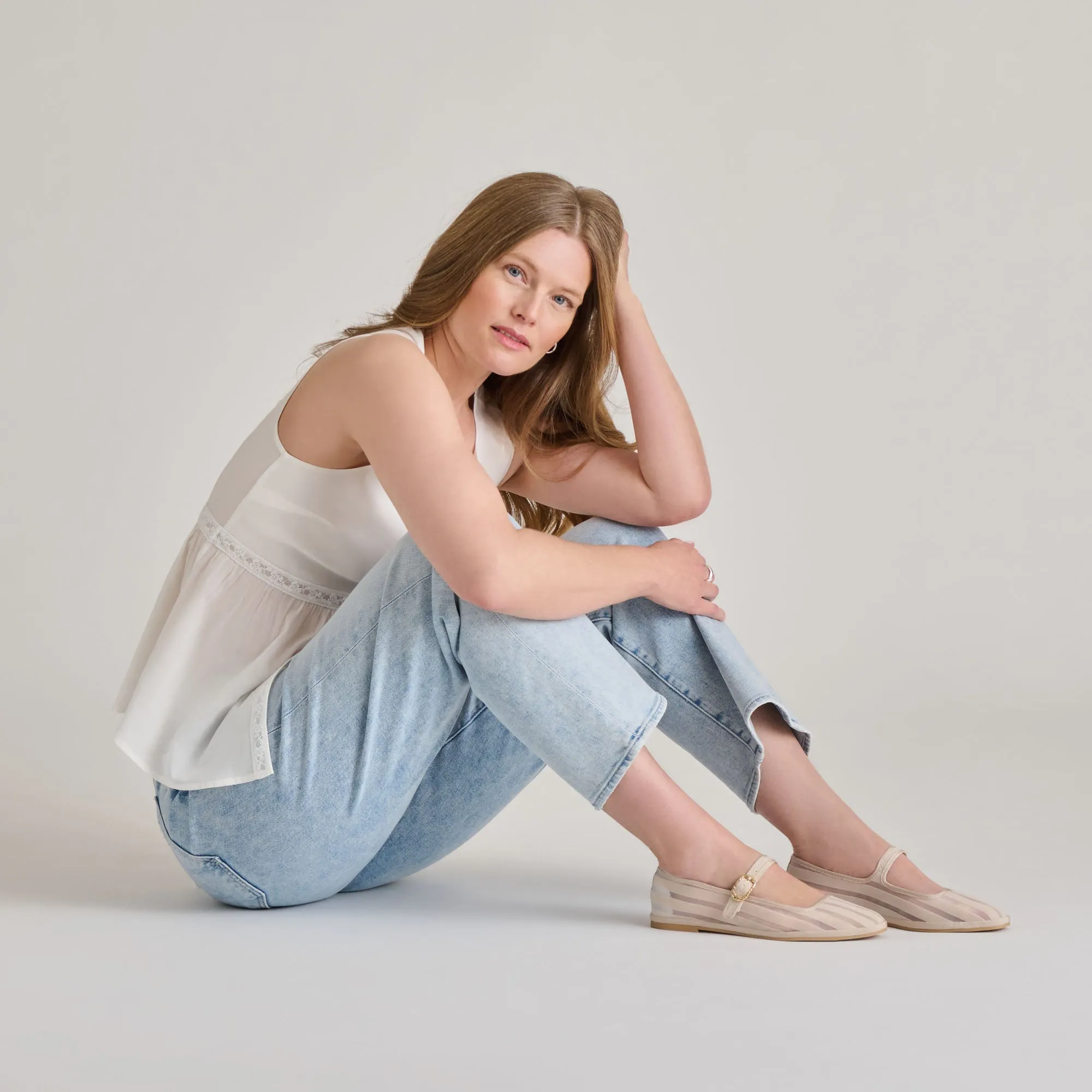 Book Fair Cushioned Footbed TAMEKA BALLET FLATS BONE STRIPE MESH