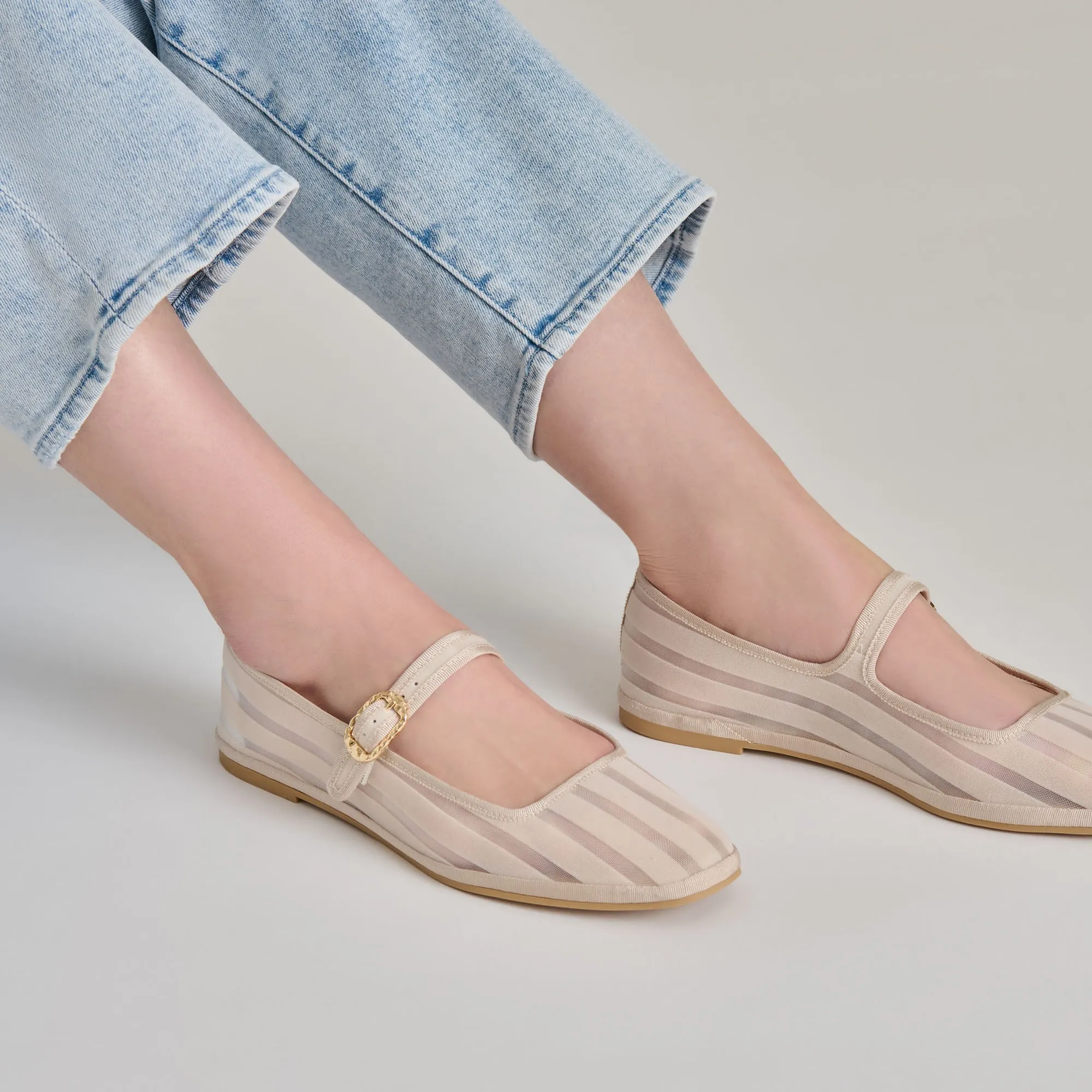 Pollen Walk TAMEKA BALLET FLATS BONE STRIPE MESH
