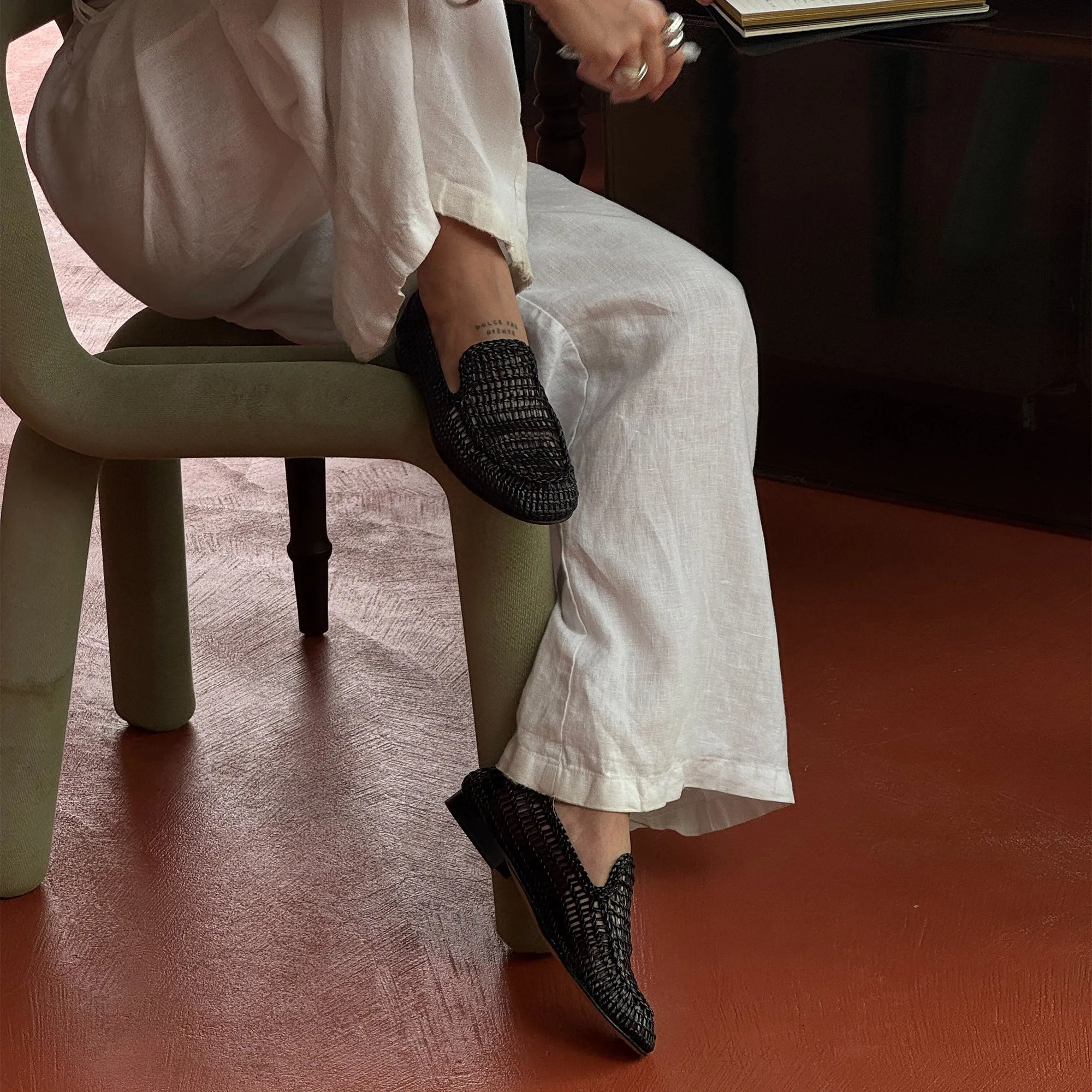 Expo Walk ARMOND FLATS BLACK WOVEN LEATHER