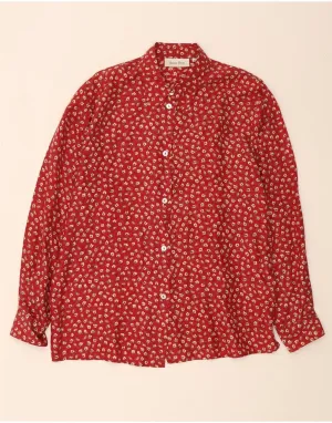 MARCO PECCI Womens Shirt EU 40 Medium Red Floral Silk Corporate Event