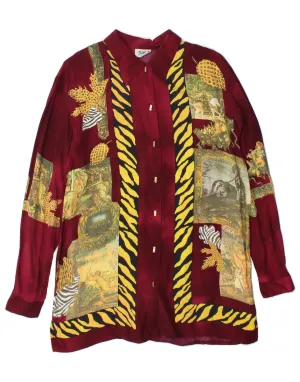 TAIFUN Womens Shirt Dress EU 38 Medium Burgundy Animal Print Viscose Low Maintenance Sleek Silhouette