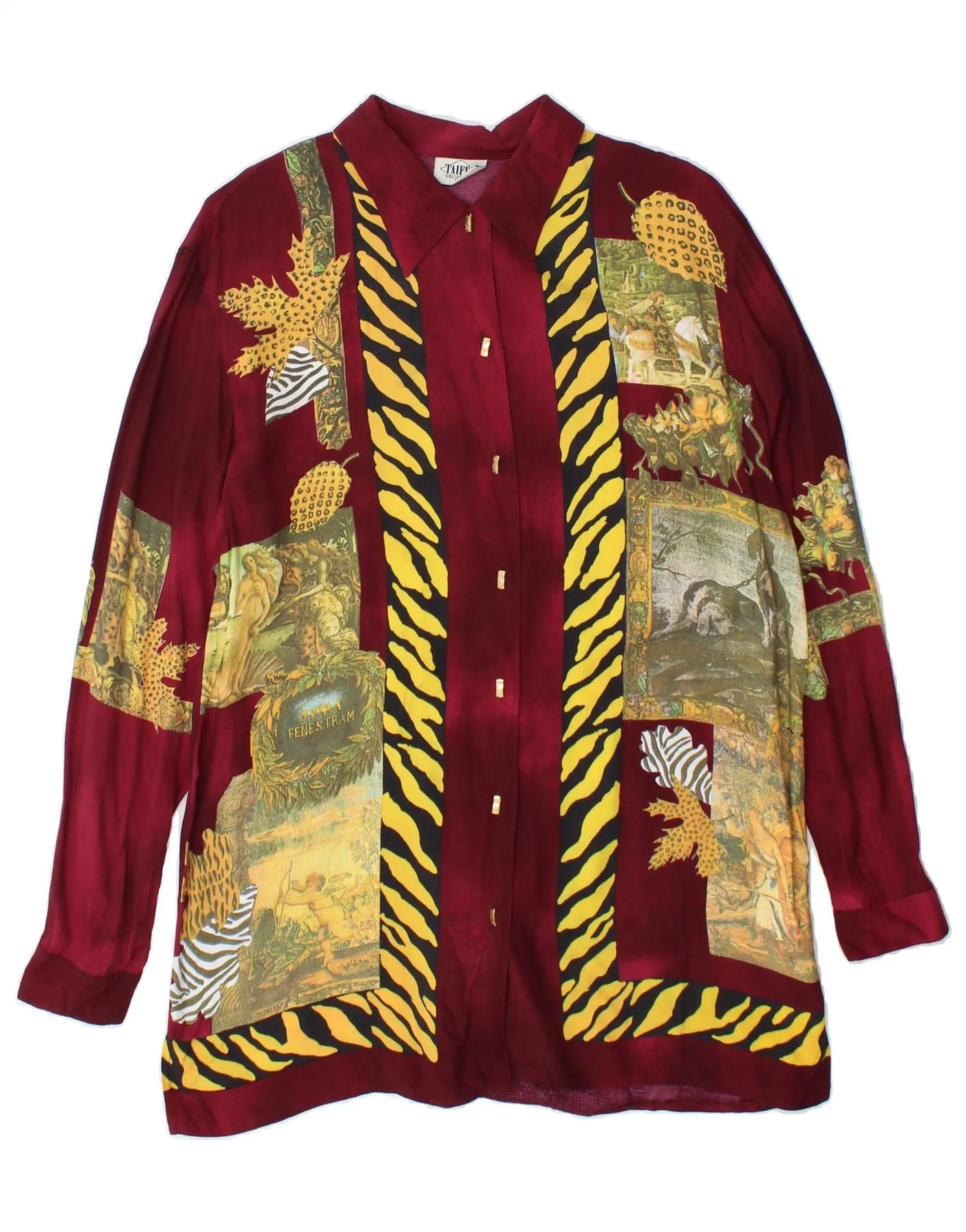 TAIFUN Womens Shirt Dress EU 38 Medium Burgundy Animal Print Viscose Low Maintenance Sleek Silhouette