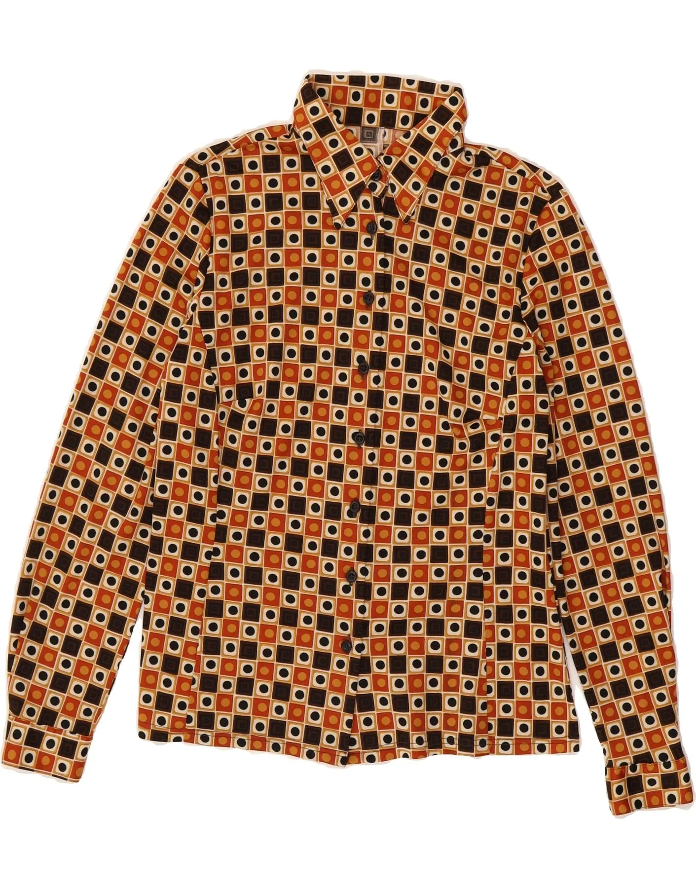 VINTAGE Womens Shirt UK 16 Large Black Geometric Chic Design