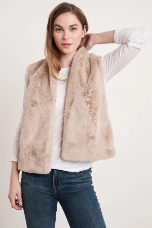 CHELLE FAUX LUX FUR OPEN VEST Minimalist Design