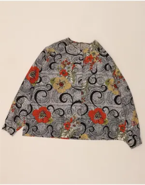 Relaxed Silhouette VINTAGE Womens Shirt Blouse UK 20 2XL Grey Floral