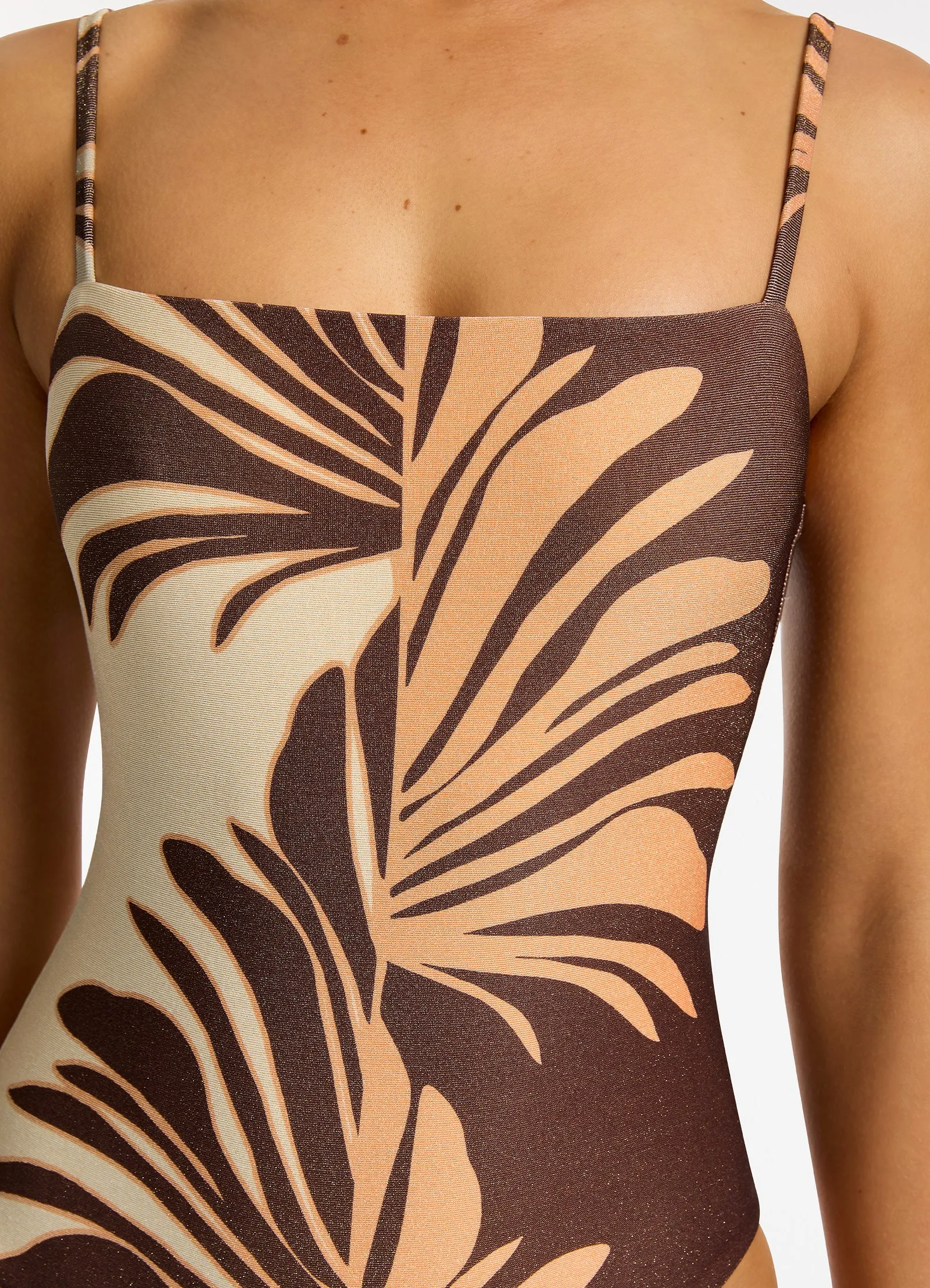 Dahlia Palm Minimal Tank One Piece - Chocolate Wardrobe Staple