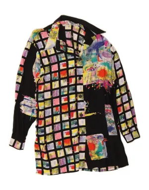 TRU Womens Shirt Dress EU 42 Large Black Check Viscose Ventilated Back Panel