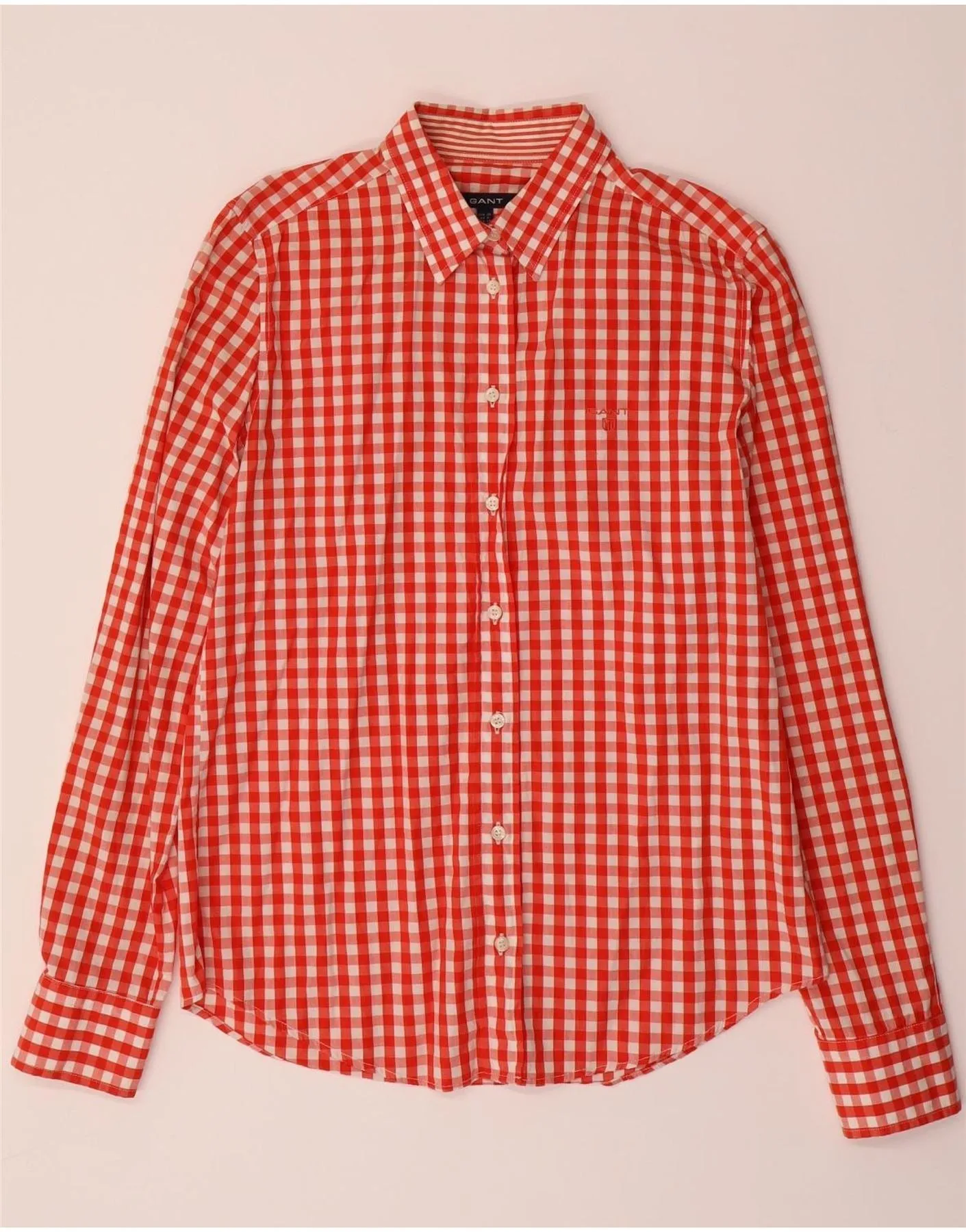 Soft touch finish Year-Round Favorite GANT Womens Shirt UK 12 Medium Red Gingham