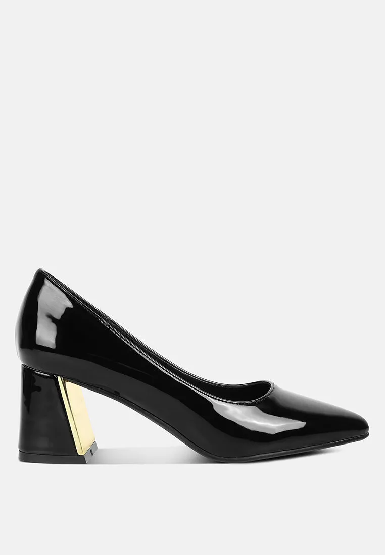 Iconic Piece zaila metallic accent block heel pumps
