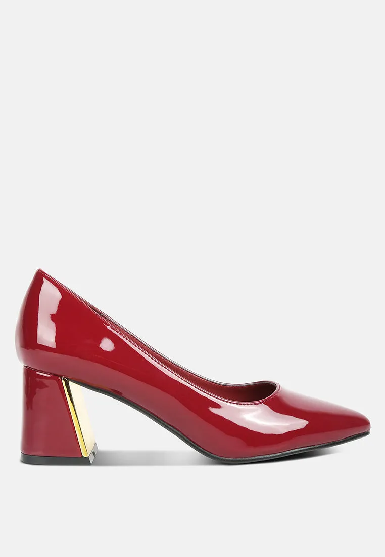 zaila metallic accent block heel pumps Easy Slip On Dainty Heels