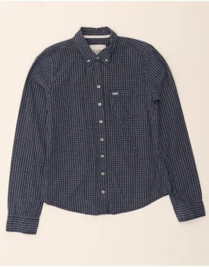 Lightweight Weave Compact Fold Design ABERCROMBIE & FITCH Womens Shirt UK 12 Medium Navy Blue Check Cotton