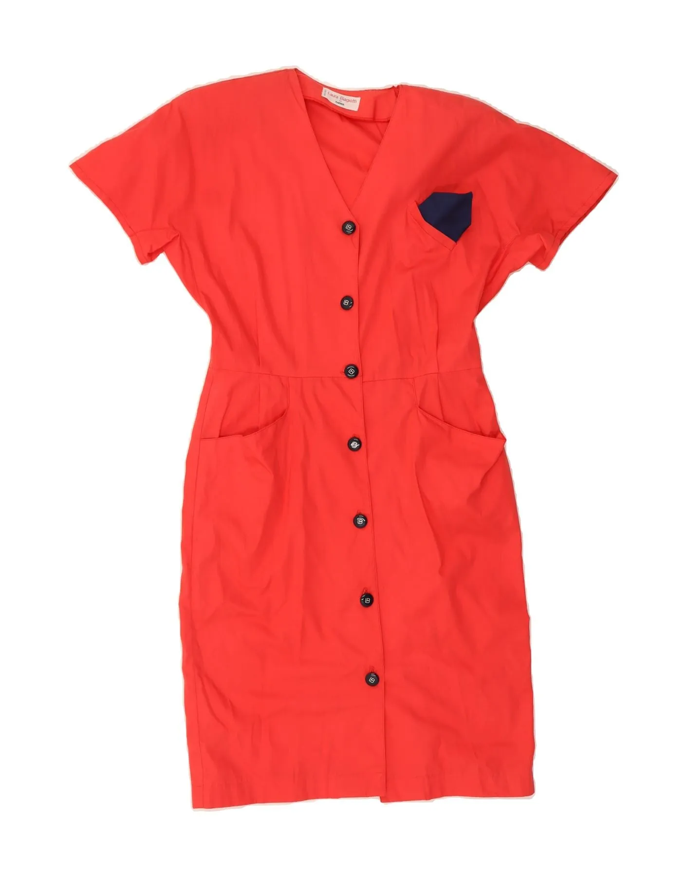 Soft Touch Stylish Element LAURA BIAGIOTTI Womens Shirt Dress UK 16 Large Red