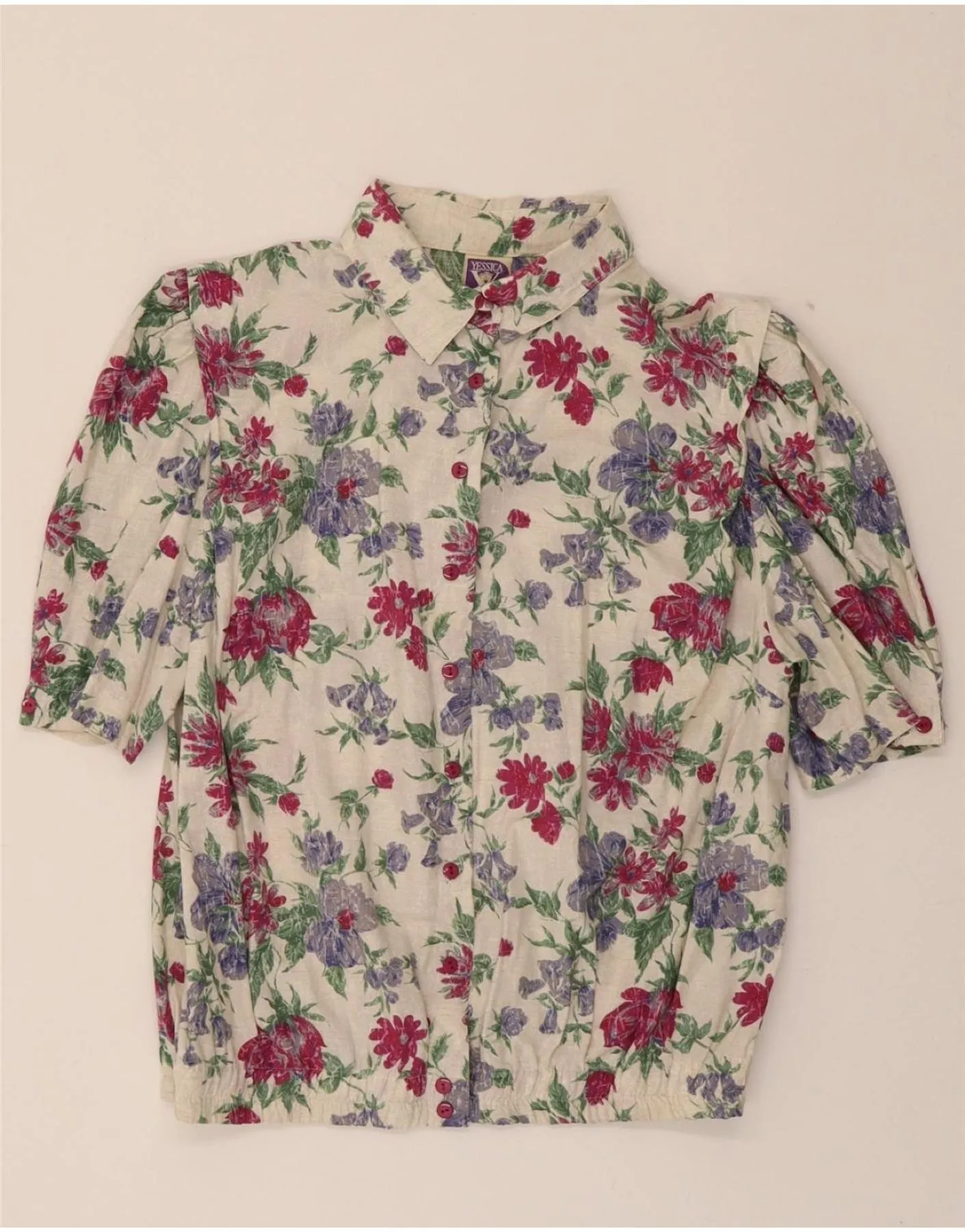 Statement Maker YESSICA Womens Shirt Blouse IT 44 Medium Beige Floral Viscose