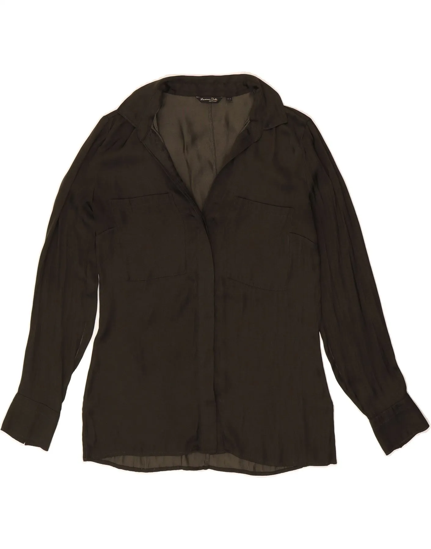 Brushed Inner Lining Camouflage Print MASSIMO DUTTI Womens Shirt EU 36 XS Khaki