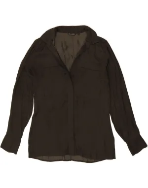 Brushed Inner Lining Camouflage Print MASSIMO DUTTI Womens Shirt EU 36 XS Khaki