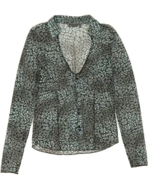 MEXX Womens Shirt Blouse UK 14 Large Blue Floral Earthy Palette