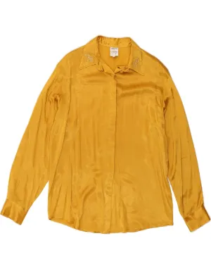 Festive Look ICEBERG Womens Shirt Blouse IT 46 Large Yellow Acetate