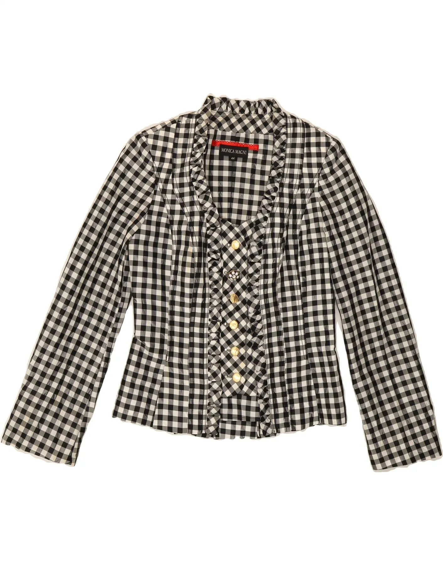 mix and match MONICA MAGNI Womens Shirt Blouse IT 44 Medium Black Gingham