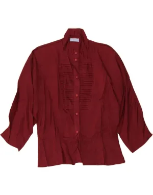 Pre Shrunk Cotton Blend All-Purpose Wear VINTAGE Womens Shirt Blouse UK 14 Medium Burgundy Viscose