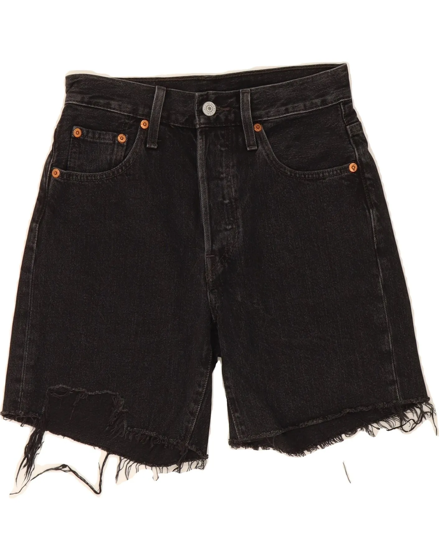 Soft Texture LEVI'S Womens 501 Denim Shorts W24 XS Black Cotton