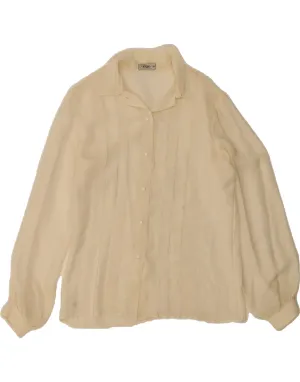 Quick Release Cuffs VINTAGE Womens Shirt Blouse IT 42 Medium Beige Striped Acetate