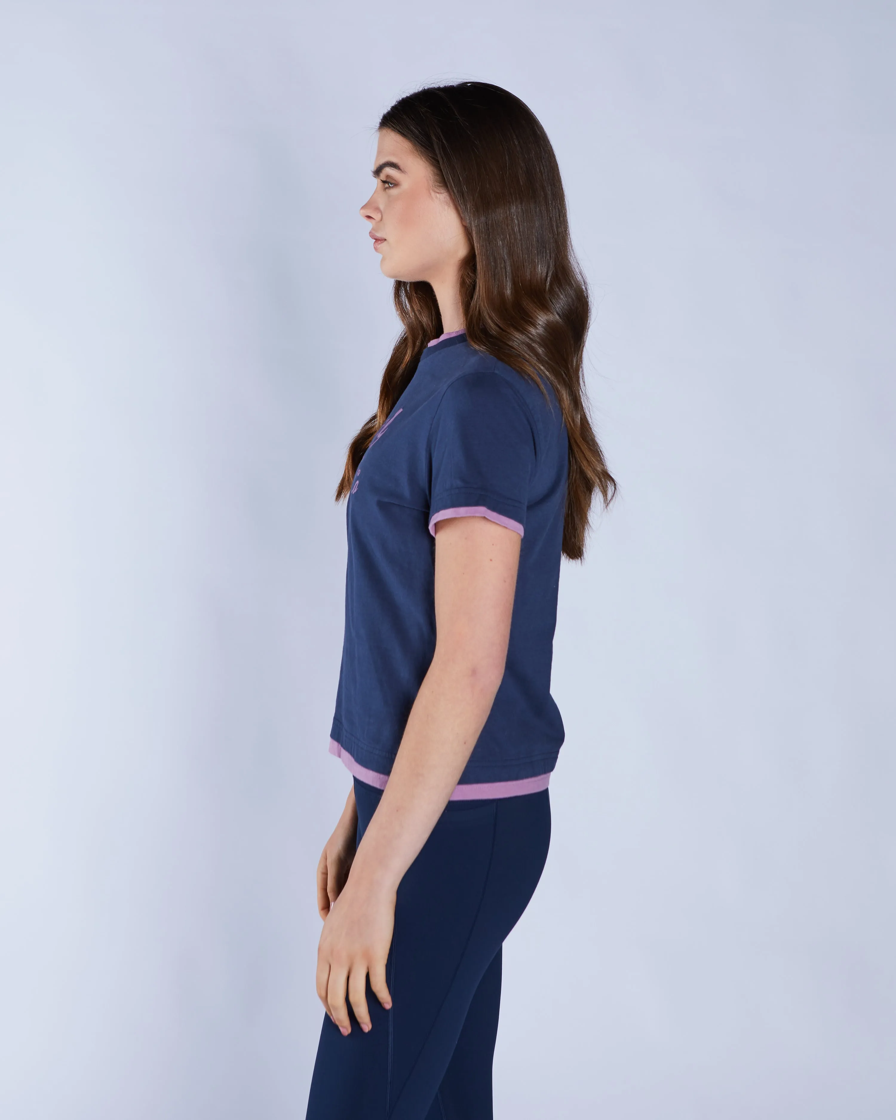 Arlette Tee Navy Blossom SoftTouchFinish Sport Performance