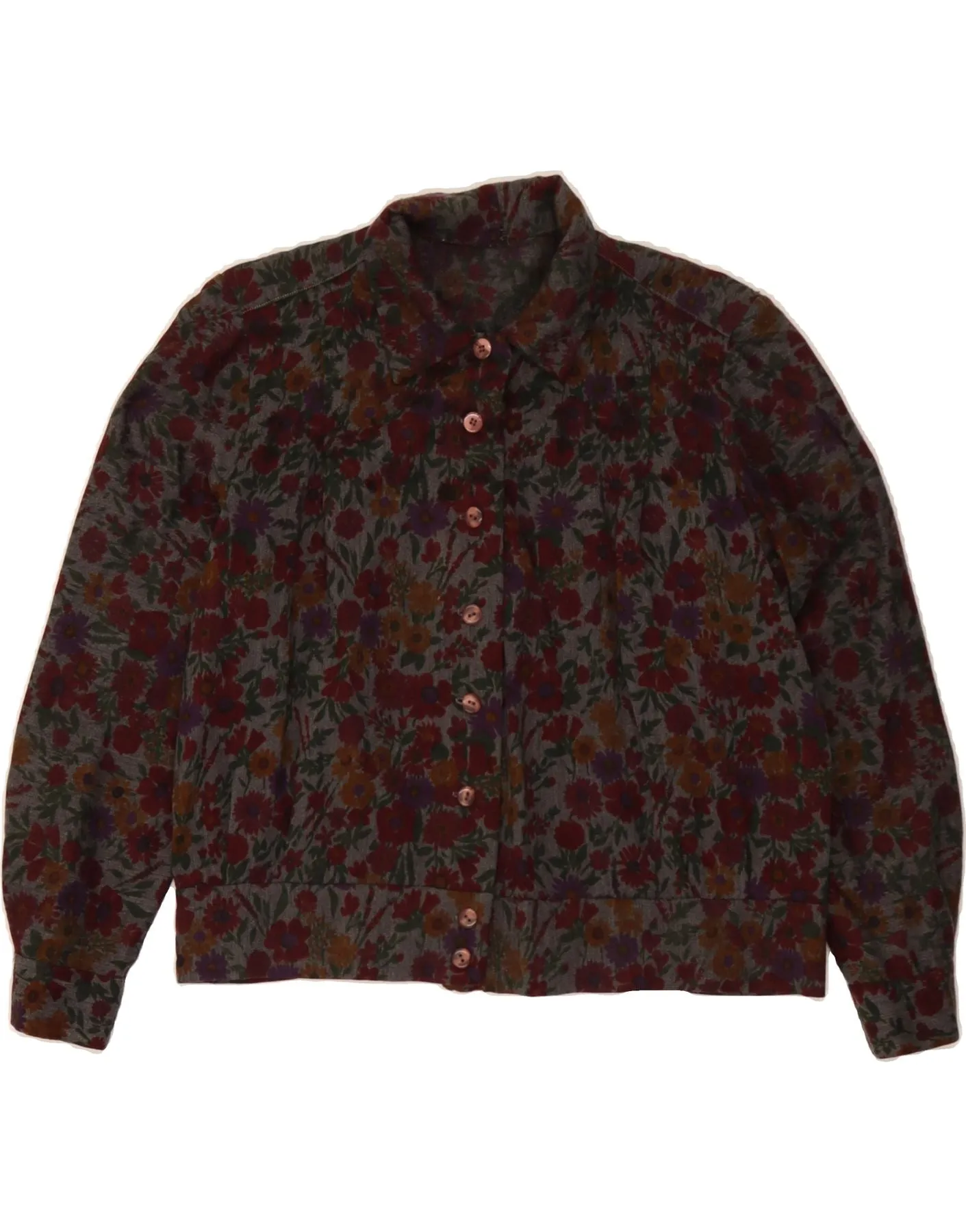 Standalone Option Thermoregulating Fabric VINTAGE Womens Shirt UK 16 Large Brown Floral