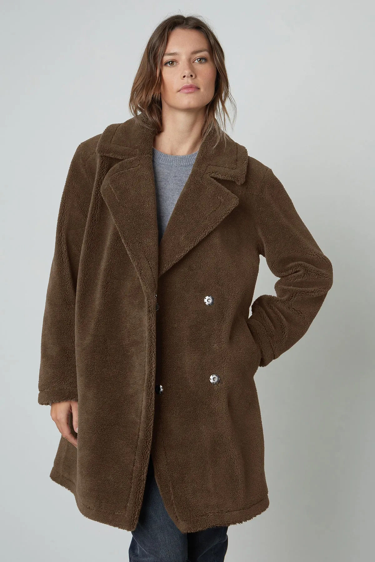 CHRISTINE FAUX SHERPA COAT Double Layer Protection