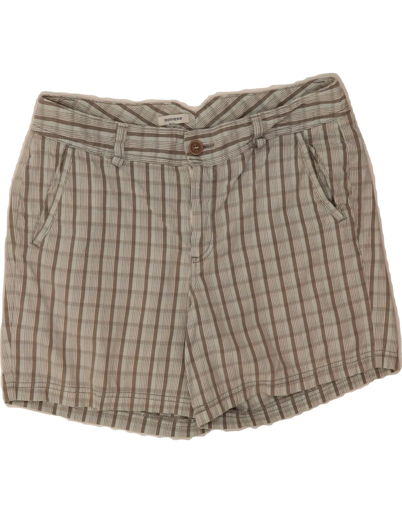 DOCKERS Womens Chino Shorts US 12 Large W34 Grey Check Cotton networking event