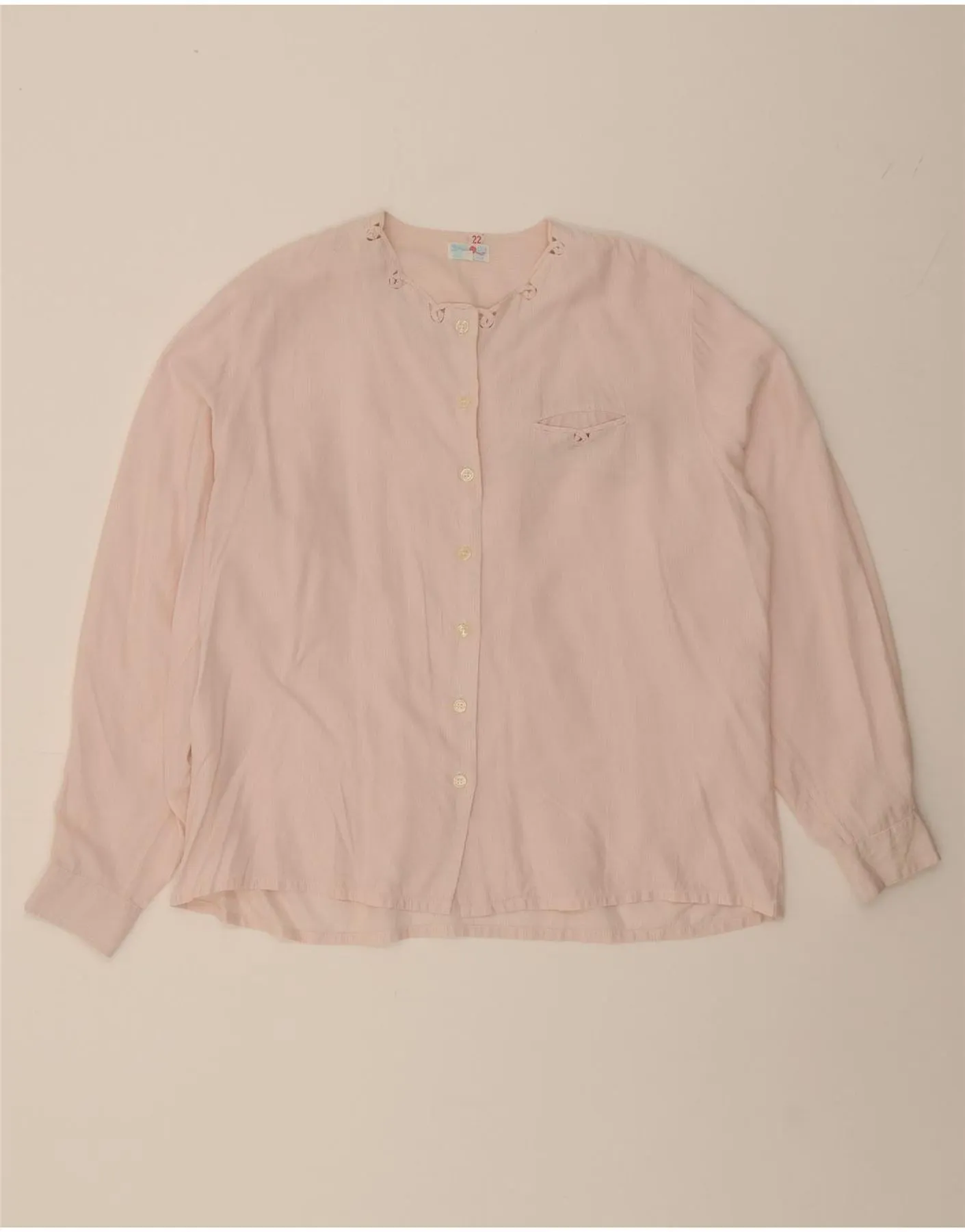 Summer Must-have Brushed Inner Lining BALLOON Womens Shirt Blouse IT 48 XL Pink Pinstripe