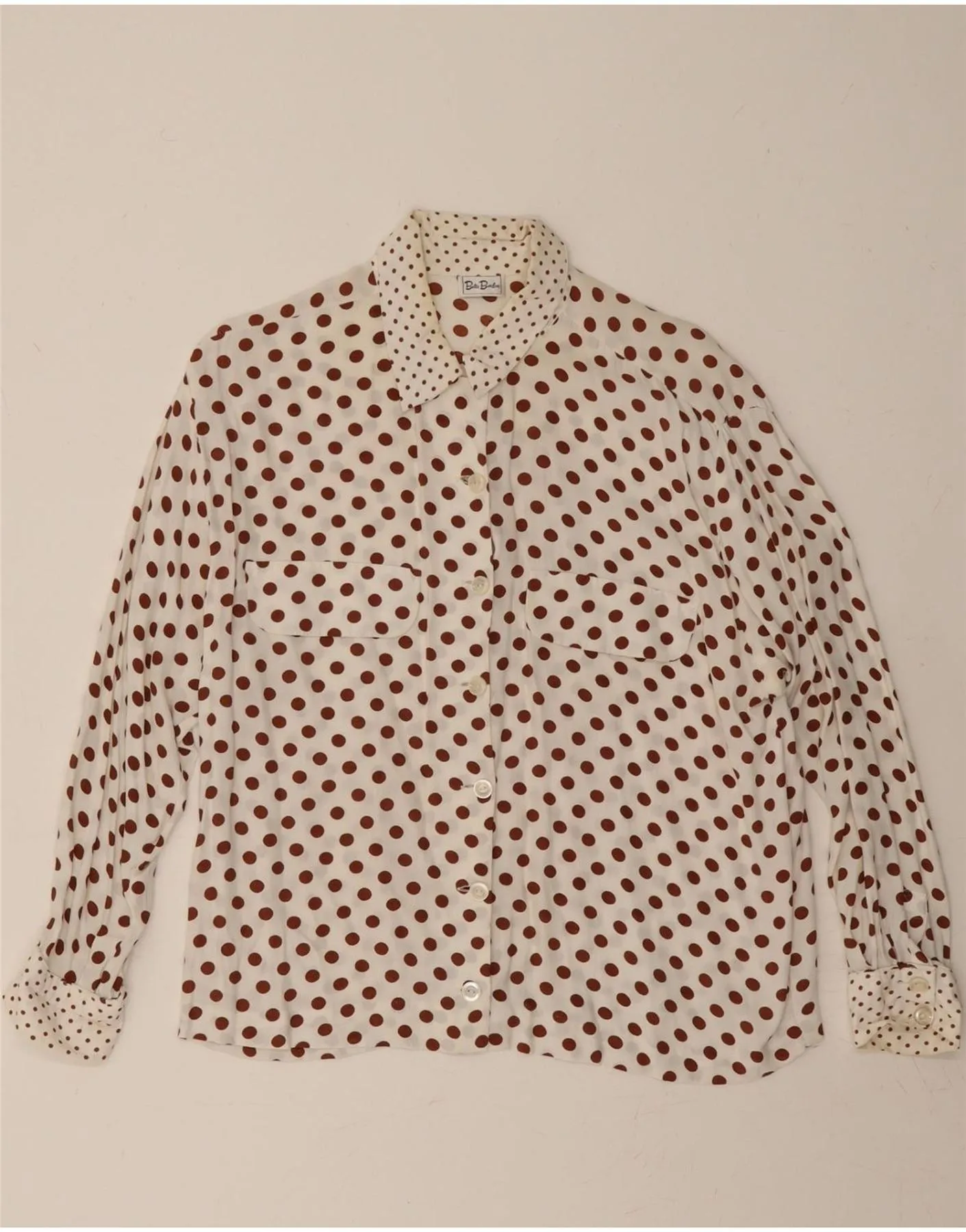 Cool Comfort BETTY BARCLAY Womens Shirt Blouse UK 16 Large White Polka Dot