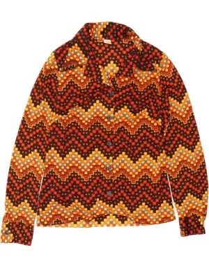 Sustainable fashion Versatile Layering TREVIRA Womens Shirt UK 12 Medium Burgundy Geometric Polyester