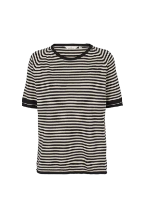 Soya SS Mini Stripe - Whisper White/Black Tear Resistant Knit Lightweight Material