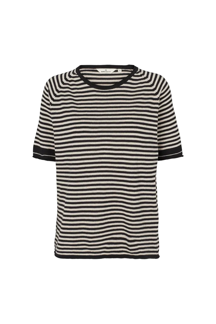 Soya SS Mini Stripe - Whisper White/Black Tear Resistant Knit Lightweight Material