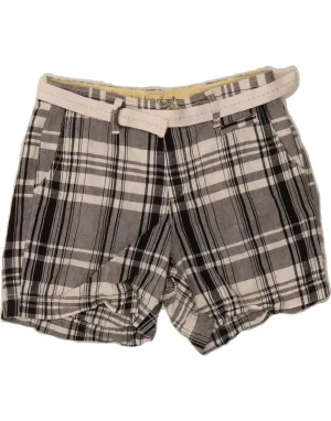 DOCKERS Womens Chino Shorts US 4 Small W30 Grey Check Linen Casual Wear Evening Elegance